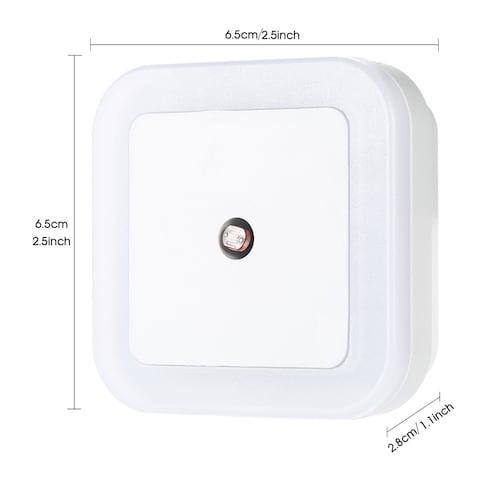 Decdeal - 6pcs Square Light Sensor Baby Room Nursery White LED Night Light Wall Nightlight AC110V-220V