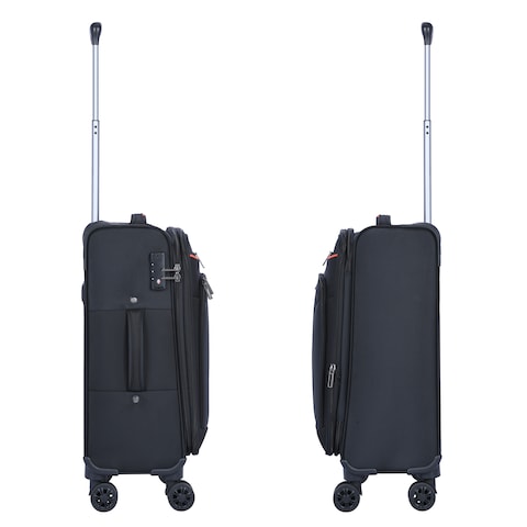 Eminent Expandable Luggage Trolley Bag Soft Suitcase for Unisex Travel Polyester Shell Lightweight with TSA lock Double Spinner Wheels E751SZ Carry On 20 Inch Black