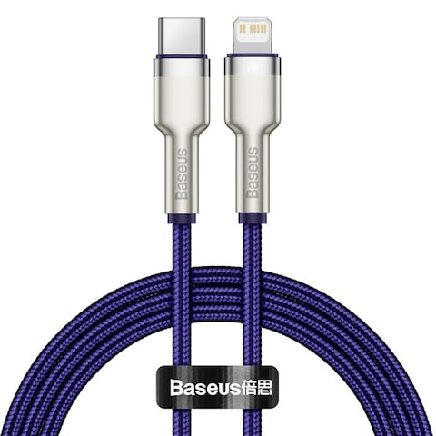 Baseus USB-C to Lightning Fast Charging Data Transfer Cable Type-C PD 20W Cafule Series Fast Power Delivery 1m Purple