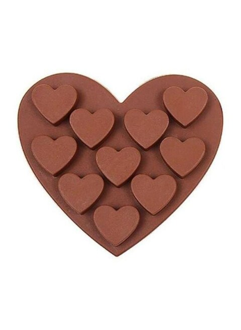 Generic Heart Shaped Silicone Mould Tray Brown 6.8 X 6.8 X 1Cm
