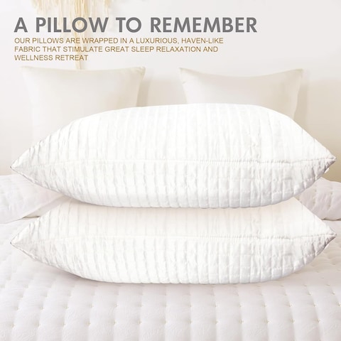 Hotel Linen Klub Deyarco Glofresh Anti Microbial Quilted Pillow 1 PC - 160TC 100% Cotton - White Size: 50 x 75cm - 700 grams Soft Fiber Filling