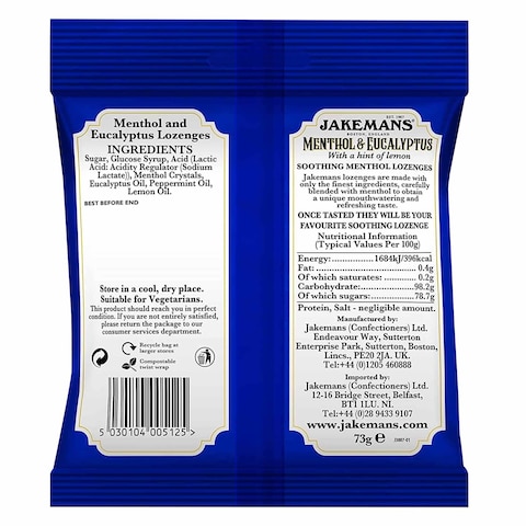Jakemans Menthol  Eucalyptus Soothing Menthol Lozenges 73G