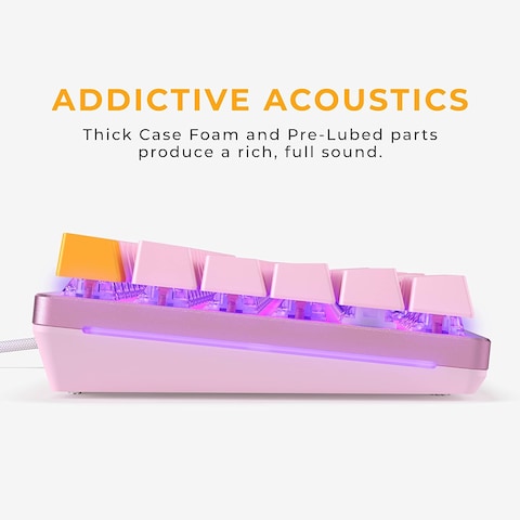 Glorious Gaming Keyboard - GMMK 2 - TKL Hot Swappable Mechanical Keyboard, Prebuilt, Red Switches, Wired, TKL Gaming Keyboard, Compact Keyboard - Full Size Keyboard (Pink Keyboard)