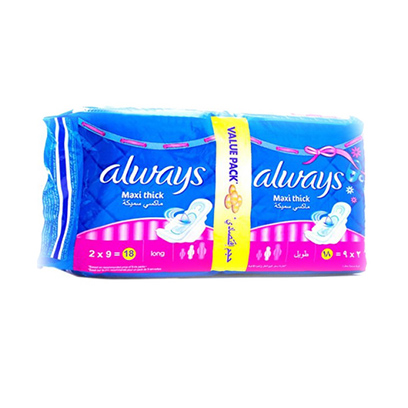 Always Ladies Pads Thick Long Value Pack 18 Pads