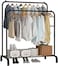 Multifunctional Metal Garment Rack with Shelf &ndash; Organize and Display Clothes in Style (black)
