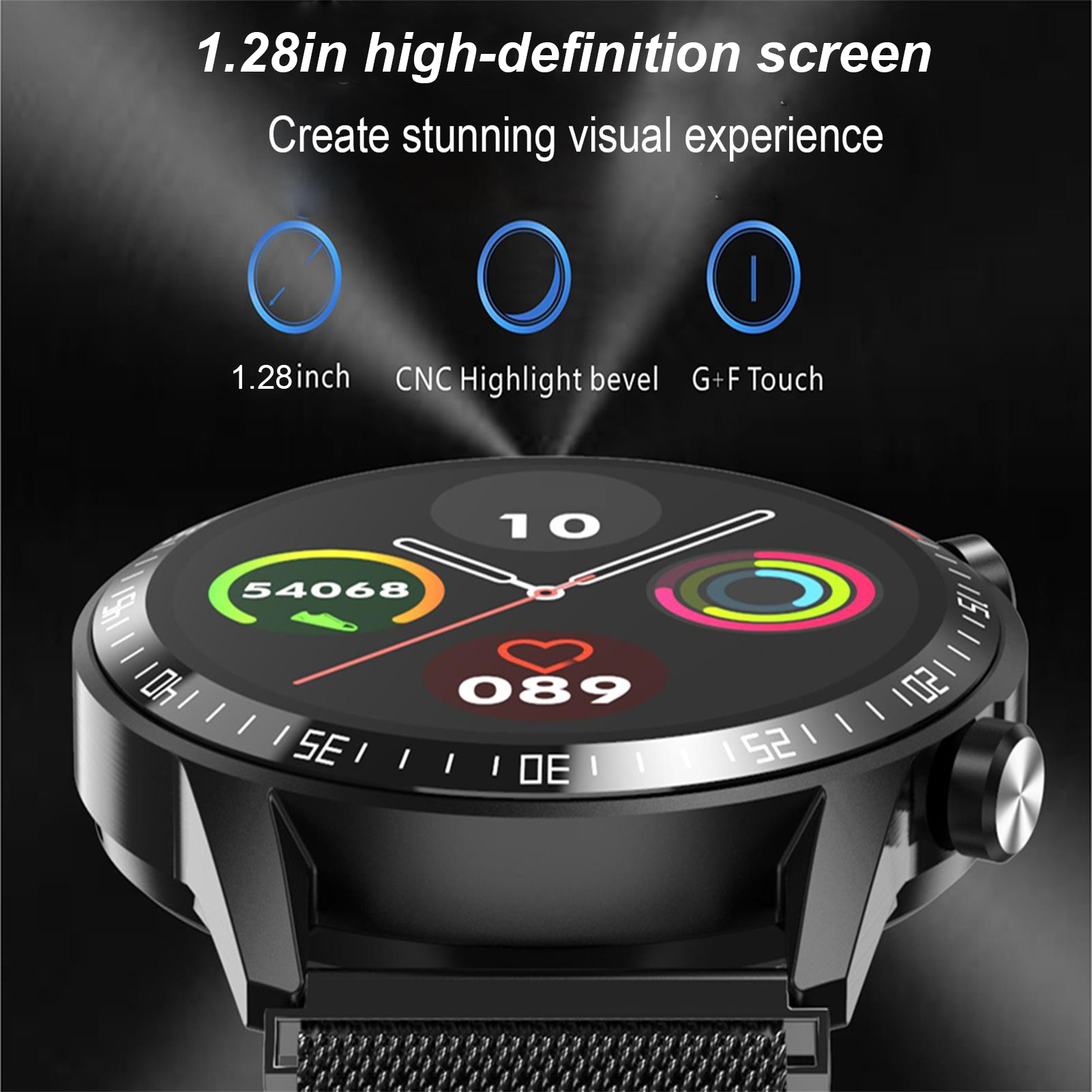 Generic-Black IP67 Waterproof Smart Watch Fitness Tracker Smart Bracelet Heart Rate Blood Pressure Monitor Health Monitor BT Bracelet Smartwatch Sports Tracker Bracelet for Men Women-Silica Gel Strap