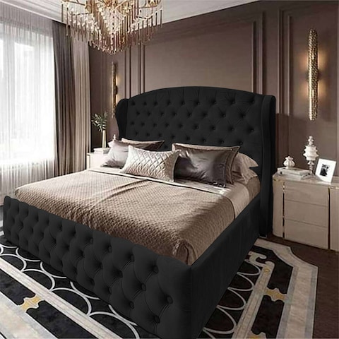 إن هاوس سيرين هيكل سرير منجد بالمخمل - نفر - 200×120 سم - أسود