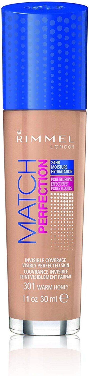 Rimmel London Match Perfection SPF 20 Face Foundation 301 Warm Honey 30ml