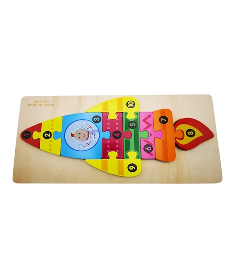 Early Learing Wooden 3D jigsaw puzzle for kids  with numbers in Rocket Shape with Bright Color