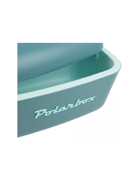 Polarbox Classic Cooler Box with Leather Strap, Blue - Marine Green Rigid Thermal Insulated Ice for Beach, Picnic Party Convertible Lid Polypropylene Insulation 12L PB-9311