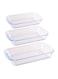 Generic 3-Piece Rectangle Shaped Glass Baking Dish Set Clear 1.6/2.2/ 3L