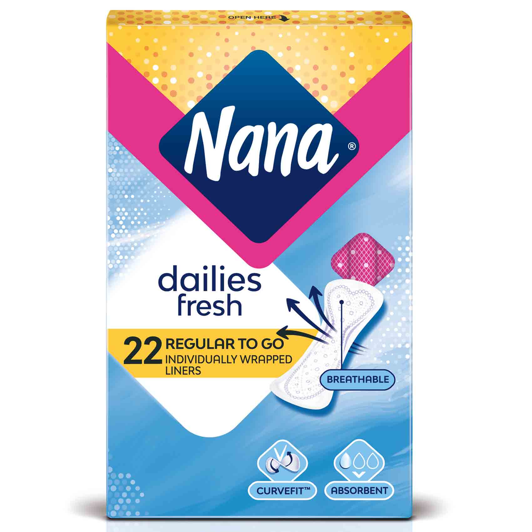 Nana Pantyliners Regular To Go Individually Wrapped Liners 22 Pads product thumbnail 2