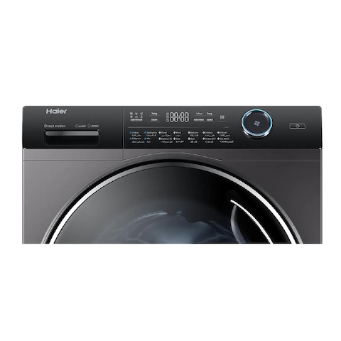 غسالة ملابس هاير 10.5 كجم اتوماتيك بمجفف 6 كجم وموتور إنفرتر - فضي غامق - HWD100-B14979S8