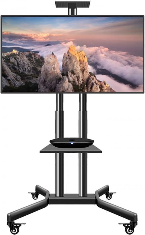 Mobile TV Stand Rolling TV Cart,Floor TV Stand Trolley for 32&rdquo; to 70&rdquo; LCD LED Flat Curved Screen Tilt Height Adjustable TV Stand Mounted with Wheels 2 Media...