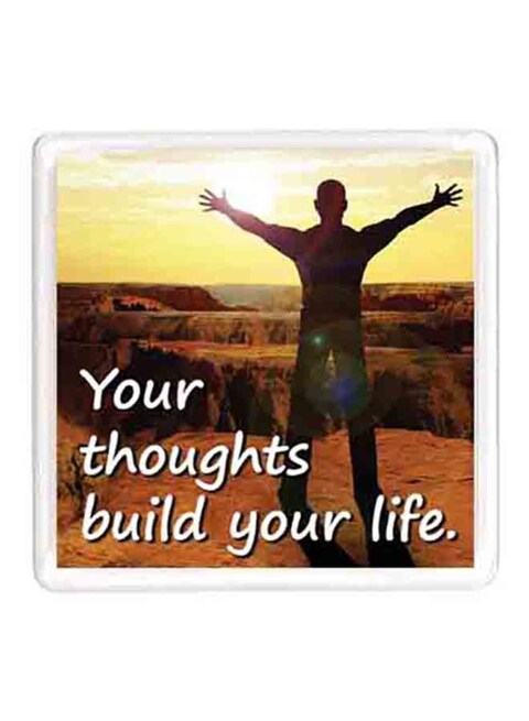Ajooba Dubai Motivation Quote Magnet White/Yellow/Brown 64X64 Millimeter