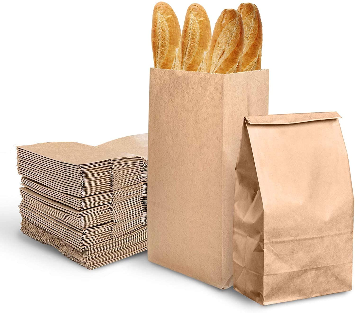 Markq [50 Bags] Kraft Brown Large Paper Bags - Recyclable Lunch Bags- Cookies Bags, Grocery Bags, Wedding Gift Bags, Party bags, 33.50 x 15 x 10.5 CM