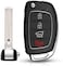 Rubik 4 Buttons Replacement Uncut Key for Hyundai, Remote Control Cover FOB Shell Case for Hyundai Elantra Verna IX35 IX45 HB20 Santa Fe Accent I40 Solaris (Center Groove Blade)
