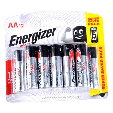 Energizer Max AA Alkaline Battery Multicolour Super Saver 12