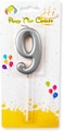 Party Time Silver Number 9 Birthday Candle Kids Adult Birthday Cake Decoration - Number Candle For Anniversary, Valentines Birthday Candle Cake Topper