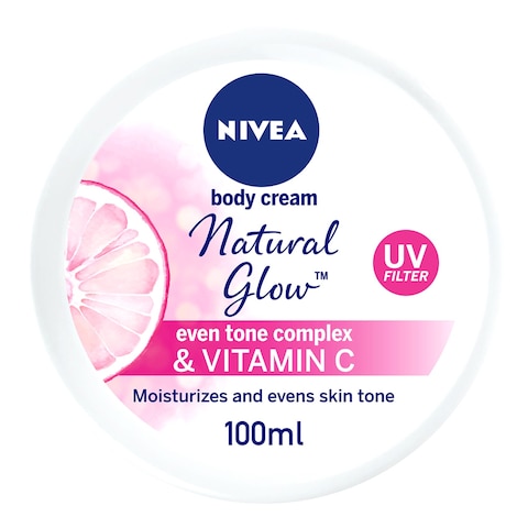 NIVEA Even Tone Body Cream Natural Glow Complex &amp; Vitamin C UV Protection All Skin Types Jar 100ml 