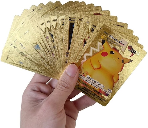 Golden Pokemon Trading Cards Gold Foil Set (55 Pcs) Including Vmax Rares V Series Gx Ex Rares Charizard Common Cards
