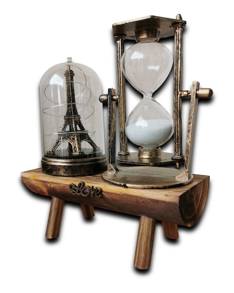 Sandglass Statue European Glass Decor Decorative Retro Clock Vintage Desktop Office Illuminate Sands for Souvenir Lights Craft with Random Tower Hourglass Eiffel Hour Sand Style