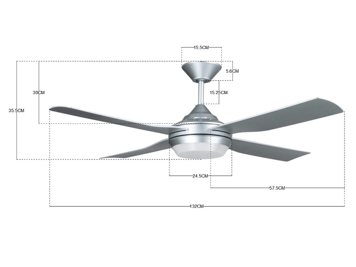 MOONAH Silver ceiling fan &Oslash;132cm light integrated and remote control included