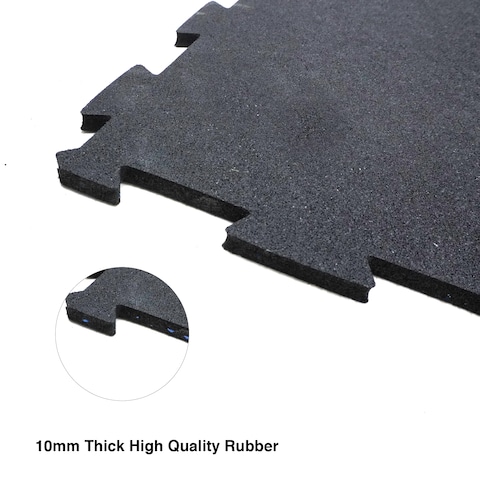 YALLA HomeGym 10MM Black Rubber Heavy-Duty Floor Exercise Mat Rubber Interlocking Floor Tiles 1 Squared Meter (Black)