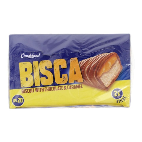 Candyland Bisca Biscuit With Chocolate &amp; Caramel 2x Sticks 12 Bars