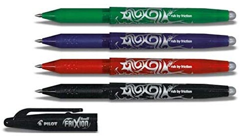 Generic Pilot Frixion Ball Erasable Pen 0.7 mm Set Of 4 Black Blue Green Red