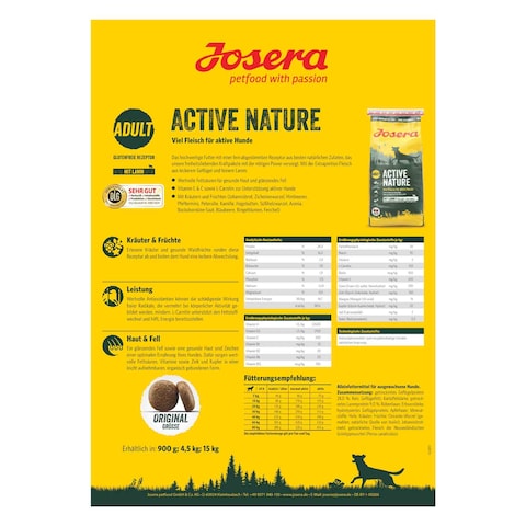 Josera Active Nature Original Dry Dog Food 900g