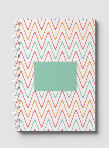 Lowha Spiral Notebook With 60 Sheets And Hard Paper Covers With Colorful Abstarct Waves Design, For Jotting Notes And Reminders, For Work, University, School