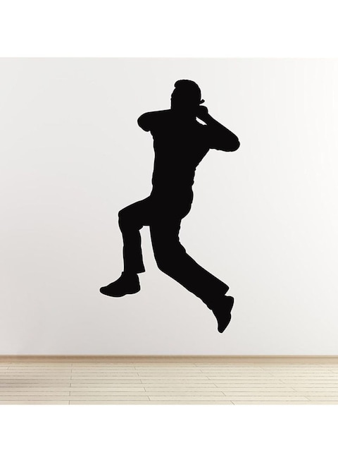 Spoil Your Wall Cricket Bowler Wall Sticker Black 50x90cm