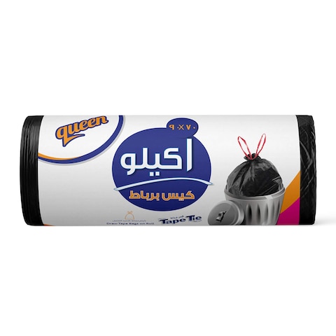 رول اكياس قمامة بلاستيك برباط من كوين - 90 × 70 سم - 1 كجم