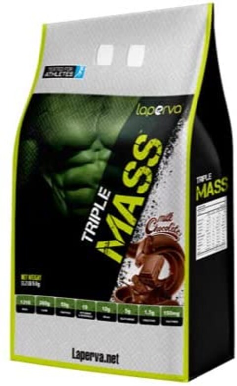 Lapera Mass Gainer Triple Mass Weight Gainer Protein Powder, Muscle Growth And Body Fuel With 1316 Kcal Vitamin &amp; Minerals Milk Chocolate, 13.2 Lb