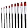 Generic-9pcs Professional Artist Paint Brushes Set Black Long Wooden Handle Nylon Hair Paintbrush for Acrylic Oil Watercolor Gouache Drawing Art Supplies, Flat Tip