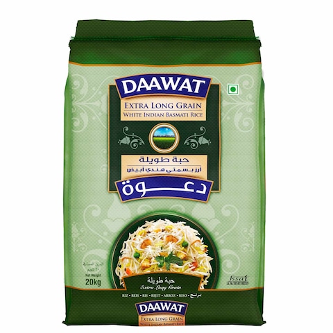 Daawat Extra Long Grain White Indian Basmati Rice, 20kg
