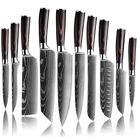 DFITO Kitchen Chef Knife Sets, 3.5-8 Inch Set Boxed Knives 440A Stainless Steel Ultra Sharp Japanese Knives, 10 Pieces Knife Sets for Professional Chefs