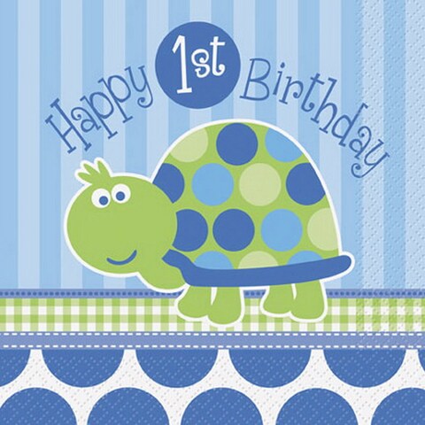 First Birthday Turtle 16 pcs Beverage Napkins