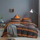 Luna Home Queen size 6 pieces, without filler, orange &amp; grey stripes design.