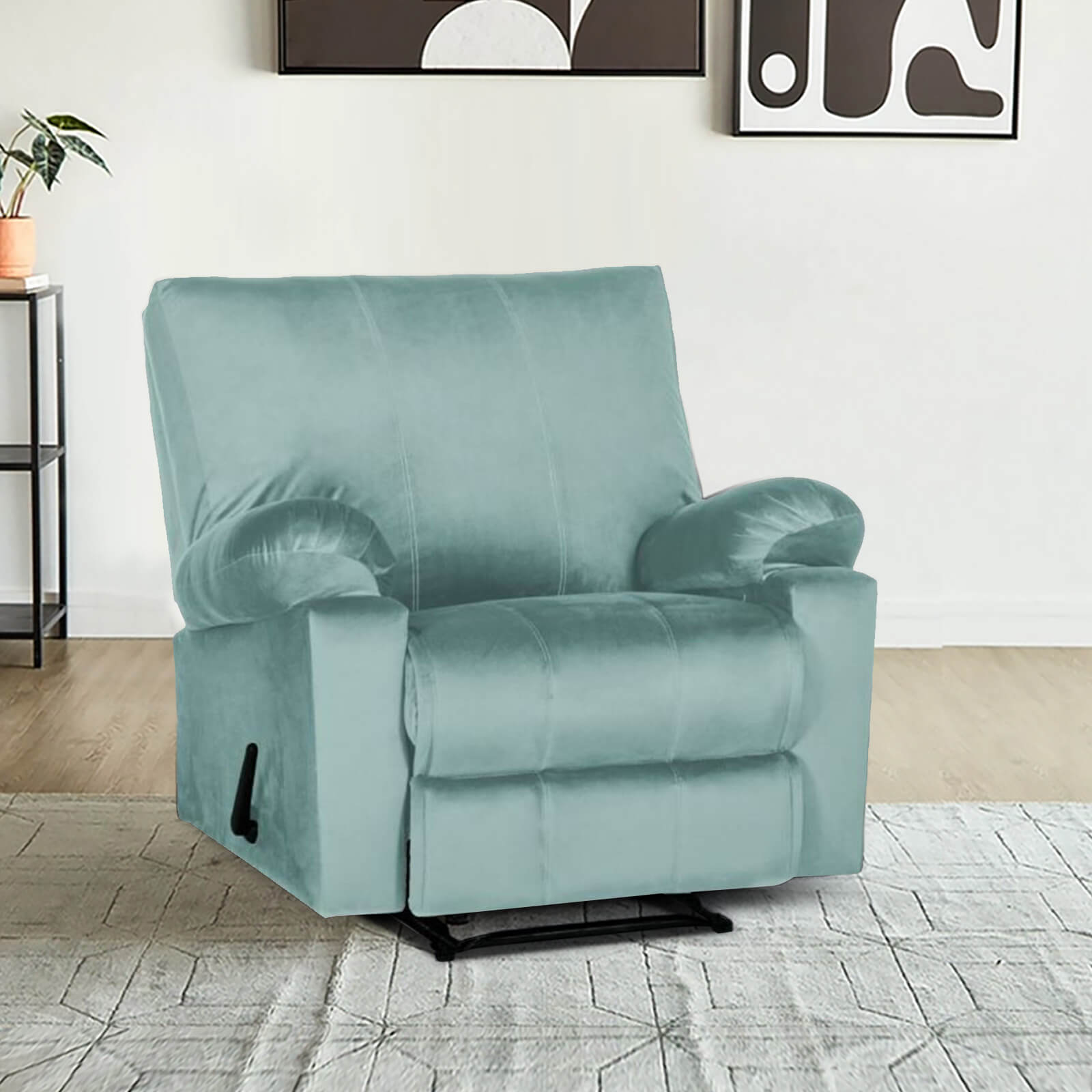 Buy In House Velvet Rocking Recliner Chair - Light Turquoise - H1 ...