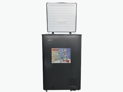 Nobel Chest Freezer 150L Gross / 98L Net Capacity, R600a Refrigerant, Aluminum Embossing Inner Liner, Inner Light, Wheels, Outside Condenser, Fan in Compressor, NCF150E Silver