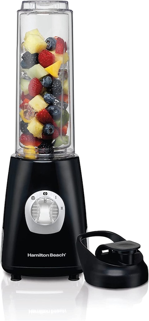 Hamilton Beach Go Sport Single Serve 2-Speed Personal Blender For Shakes And Smoothies, Two 600ml Shatterproof Double Wall Jars, 250 Watts, Stainless Steel, Black, 51241-SAU