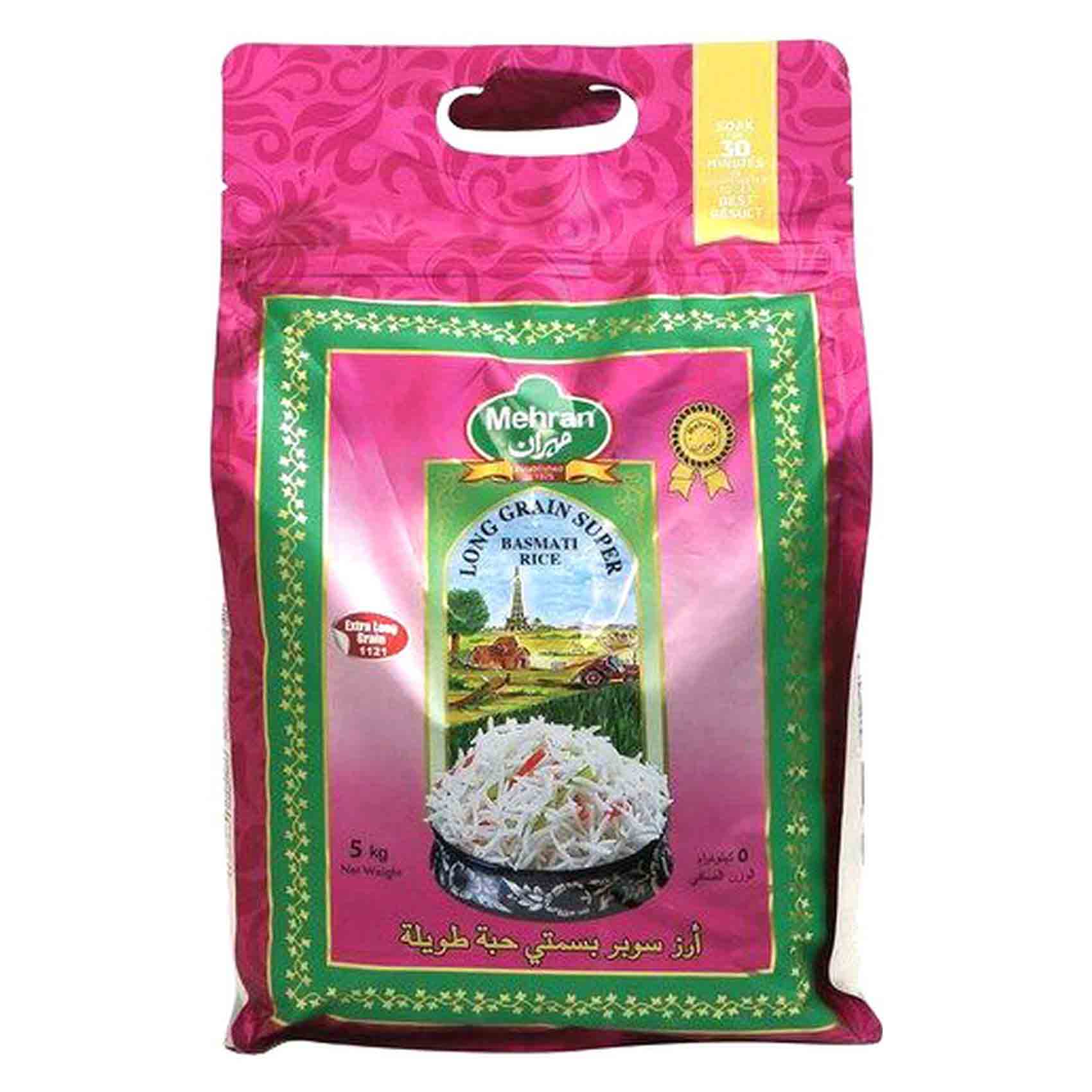 Buy Mehran Long Grain Super Basmati Rice 5kg Online | Carrefour UAE