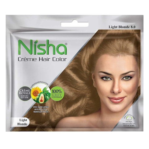 Nisha Creme Hair Colour 8.0 Light Blonde 40ml