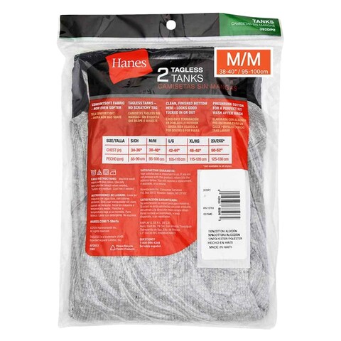 Hanes Men Dyed Vest Medium Size Grey x2 Pieces