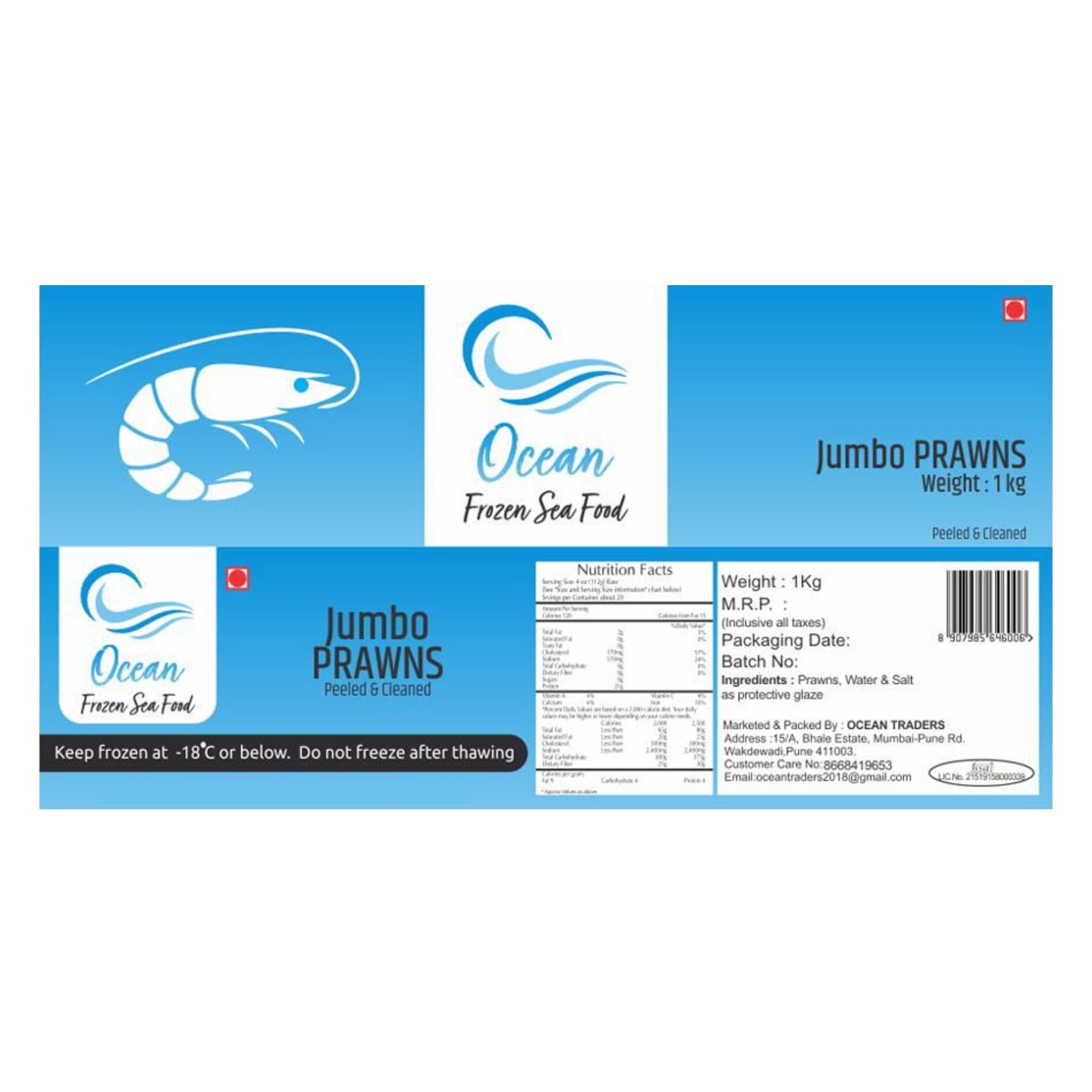 Ocean Cooked Shrimps Prawns Large 1 Kg product thumbnail 2