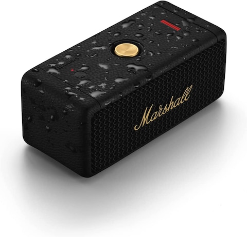 Marshall Emberton II Portable Bluetooth Speakers, Water Resistant Wireless Speakers Portable Speaker 30+ Hour Of Playtime, Black And Brass