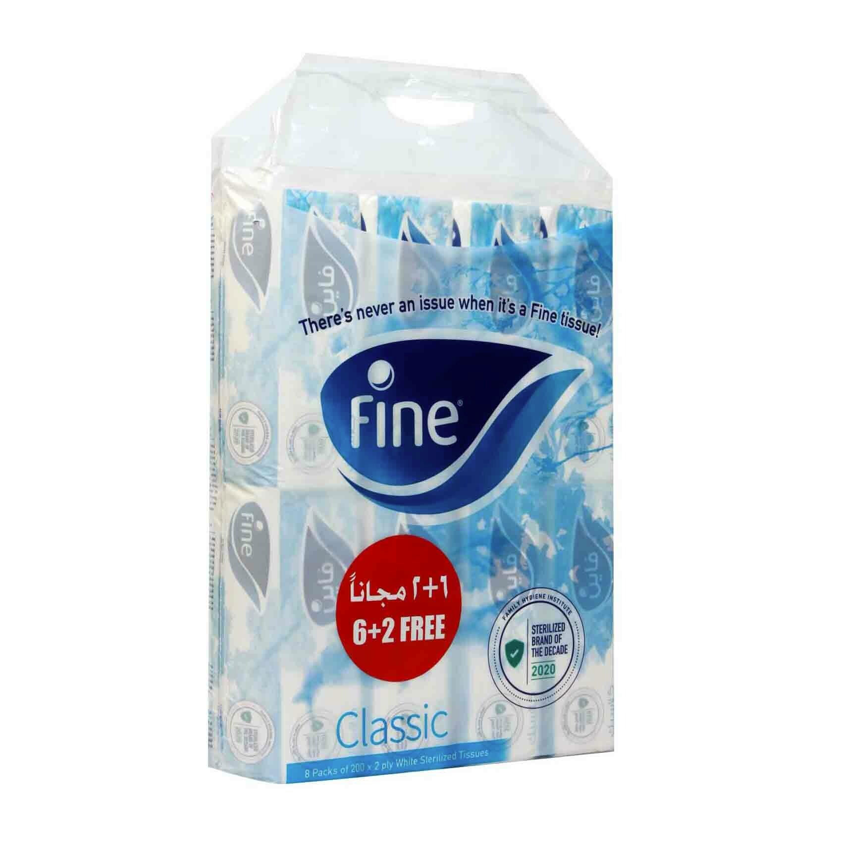 Fine Classic White Sterilized Facial Tissue 2ply 6x200 Sheets