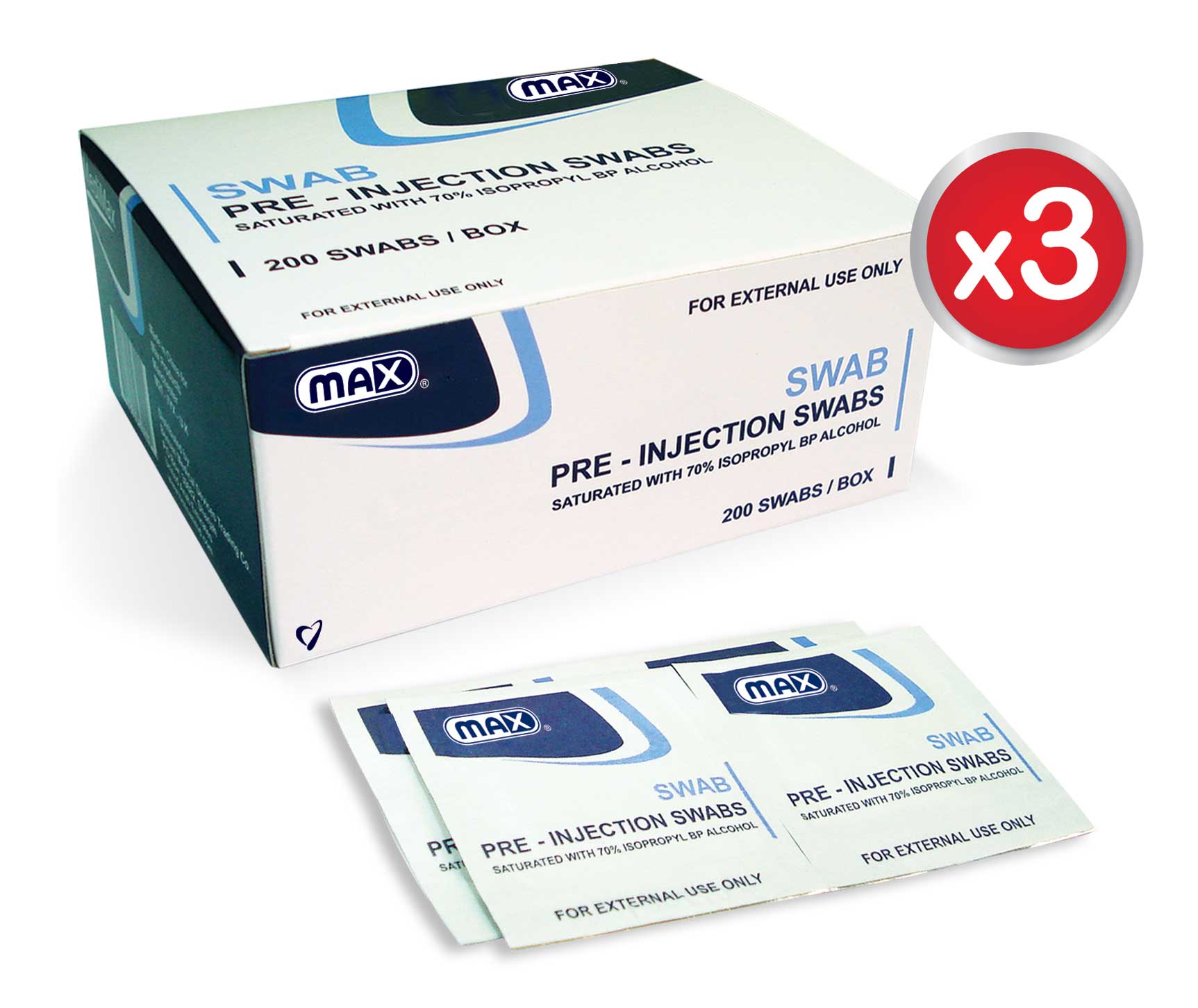 Buy Max Alcohol Swab 200pc/Box - 3 Boxes Online | Carrefour UAE